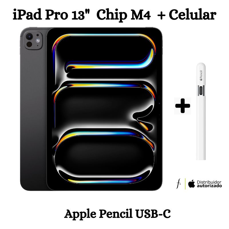 APPLE - IPAD PRO 13"  CHIP M4 256GB WIFI + CELULAR - SPACE BLACK + PENCIL USB-C
