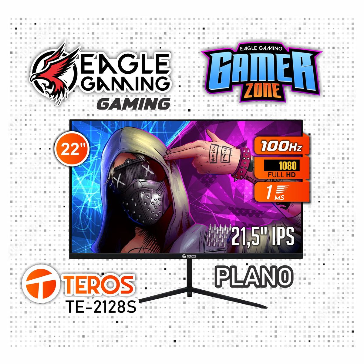 TEROS - Monitor Teros 22" TE-2128S 21.45 Pulg IPS 1920x1080 FullHD HDMI VGA