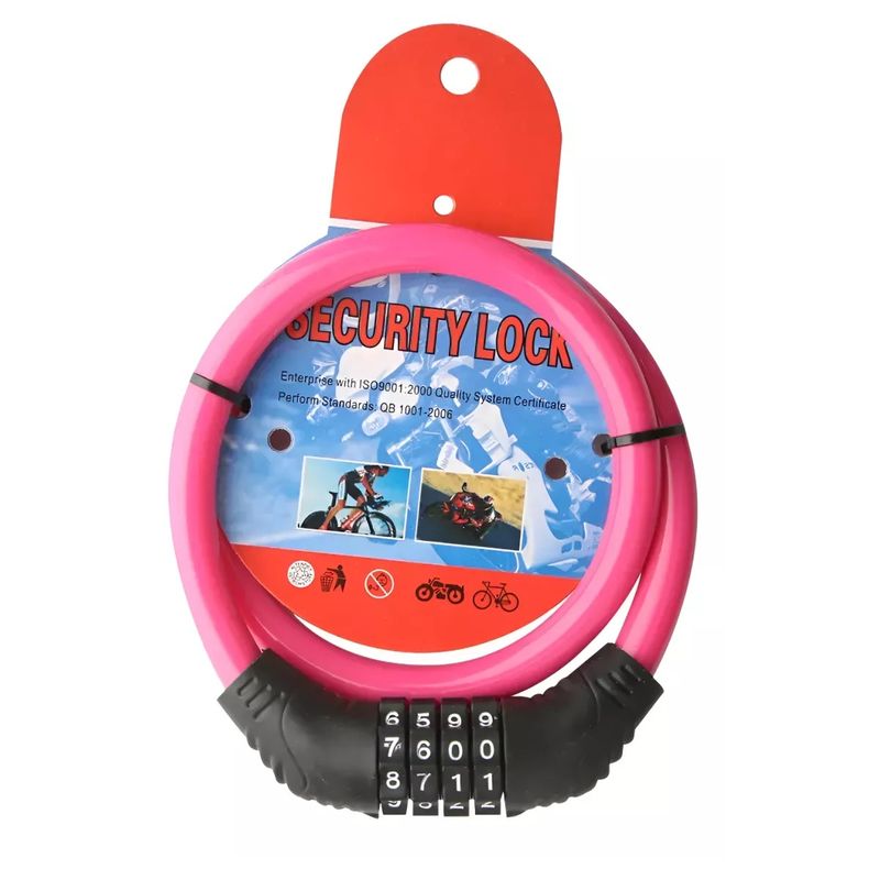GENERICO - CADENA DE ALAMBRE DE ACERO PARA BICICLETA Y CASCO DE MOTOCICLETA 60 CM FUCSIA