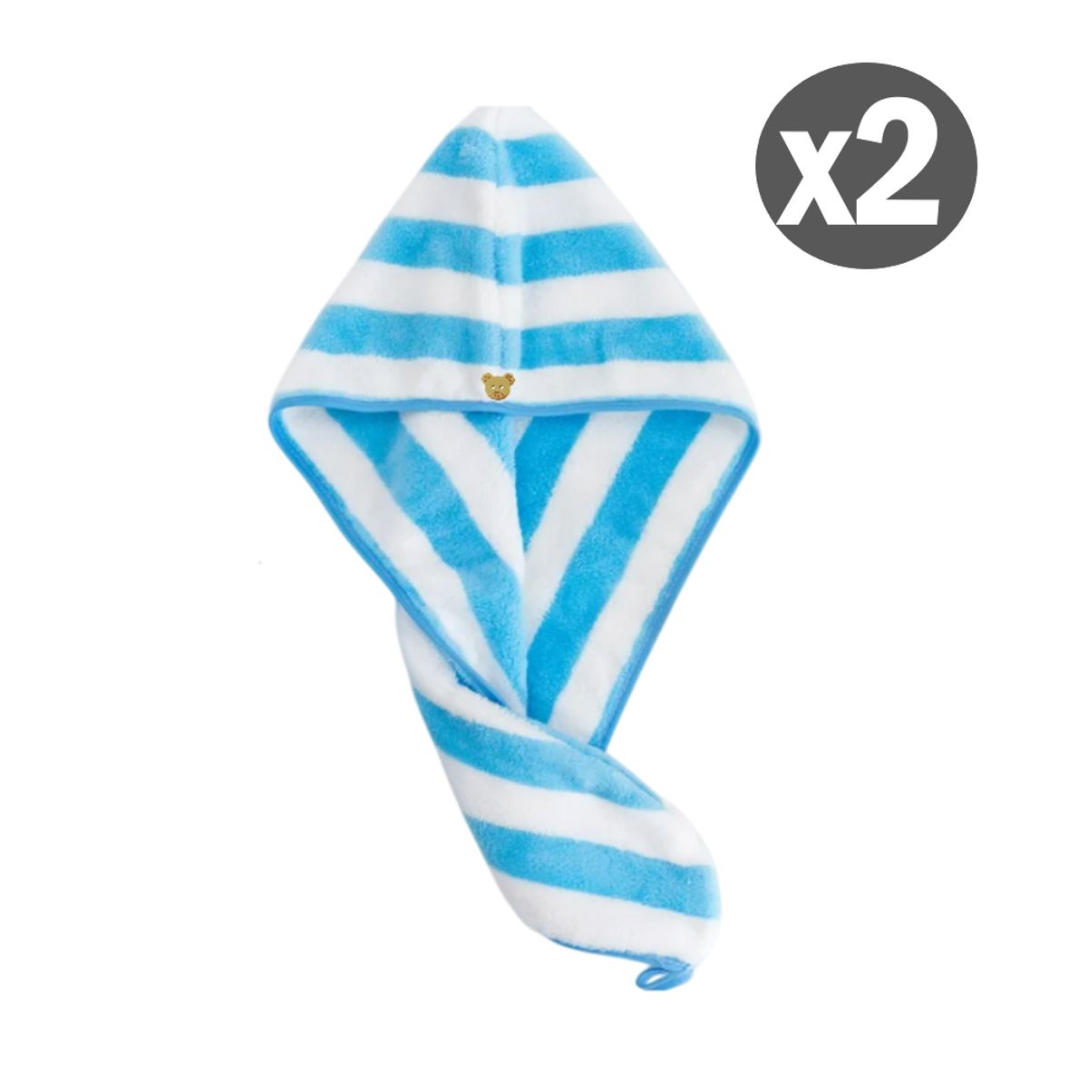 GENERICO - Pack x2 Toallas microfibra Azul para cabello