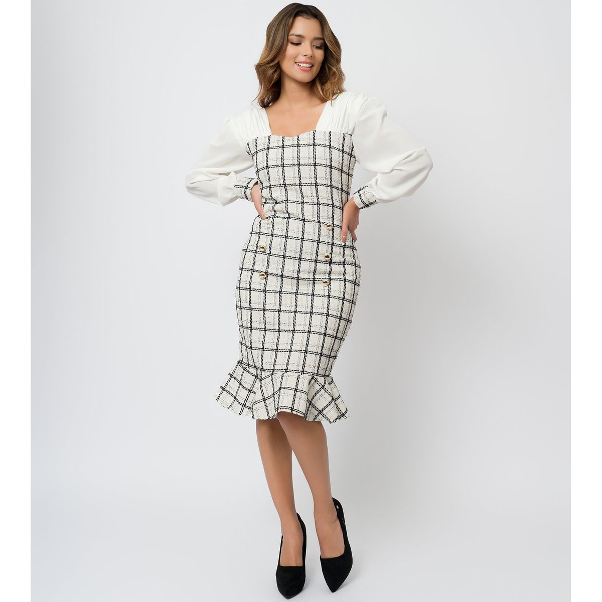 DOLCATTA - Vestido Lucienne - Tweed B&W - Dolcatta