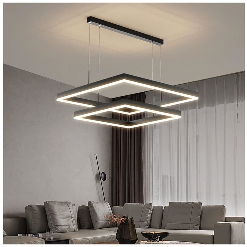 GENERICO - Lampara colgante LED cuadrada negro Incluye control remoto