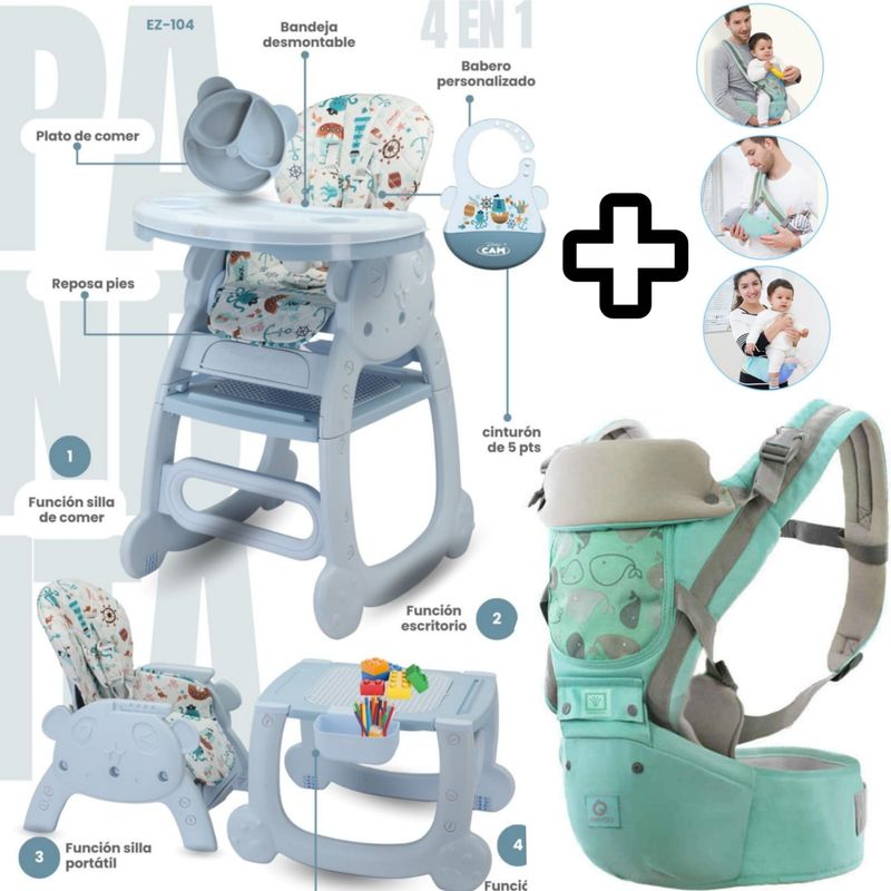 CAM - Silla Carpeta de bebe 4 en 1 + Canguro Ergonómico 3 en 1