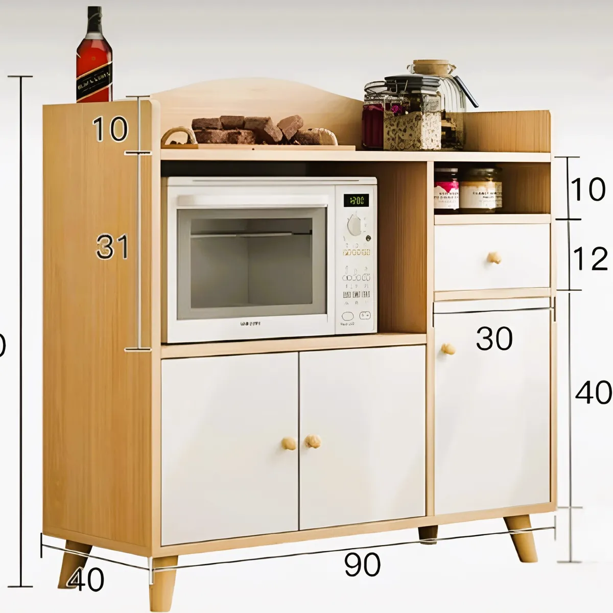 GENERICO - Mueble de Cocina para Microondas Venecia Duna y Blanco R&R MUEBLES