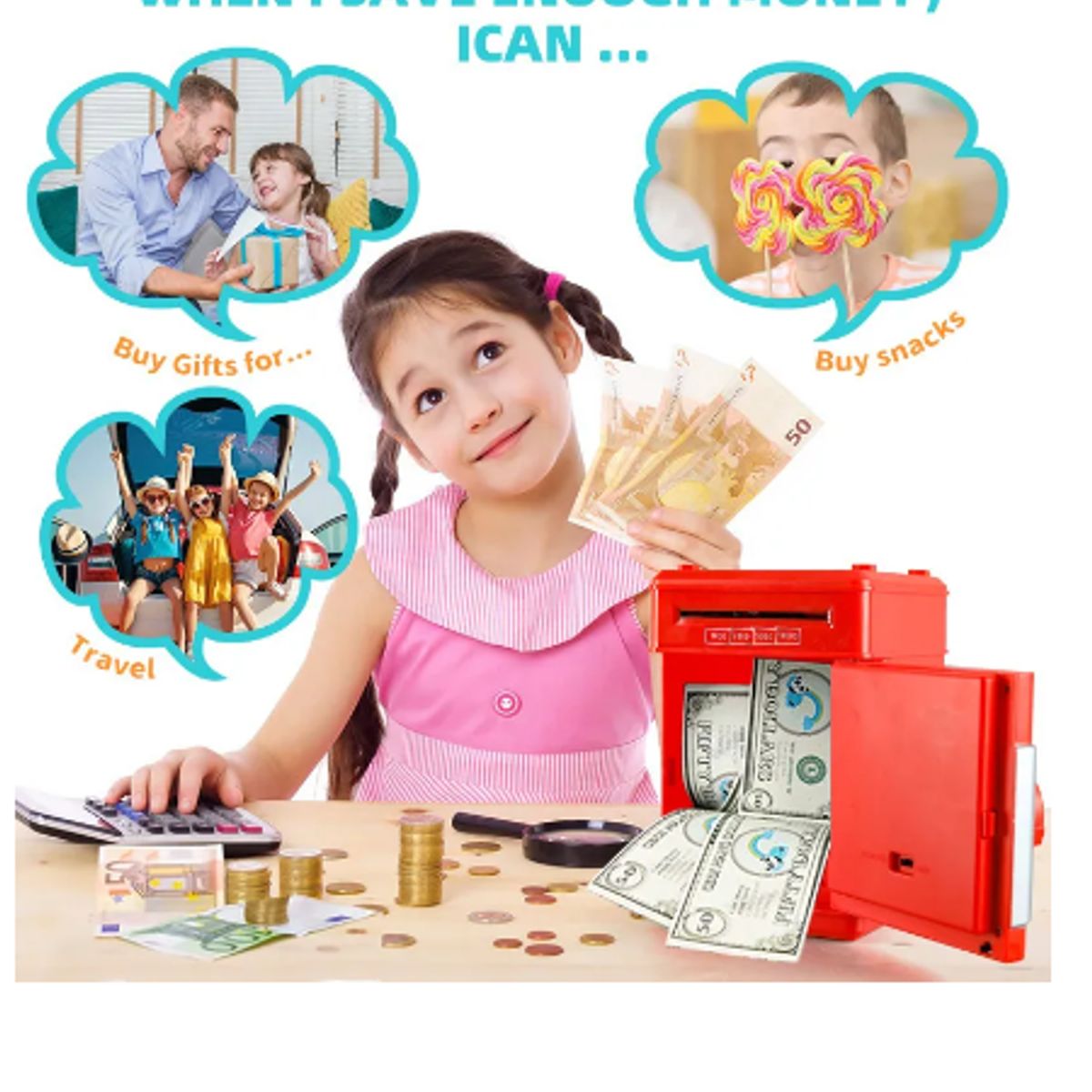 GENERICO - Alcancía caja fuerte electrónica de monedas kawaii