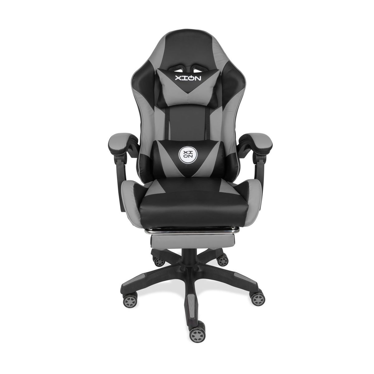 XION - SILLA GAMER ERGONÓMICA CON MASAJEADOR Y REPOSAPIÉS 135° TITAN GRIS