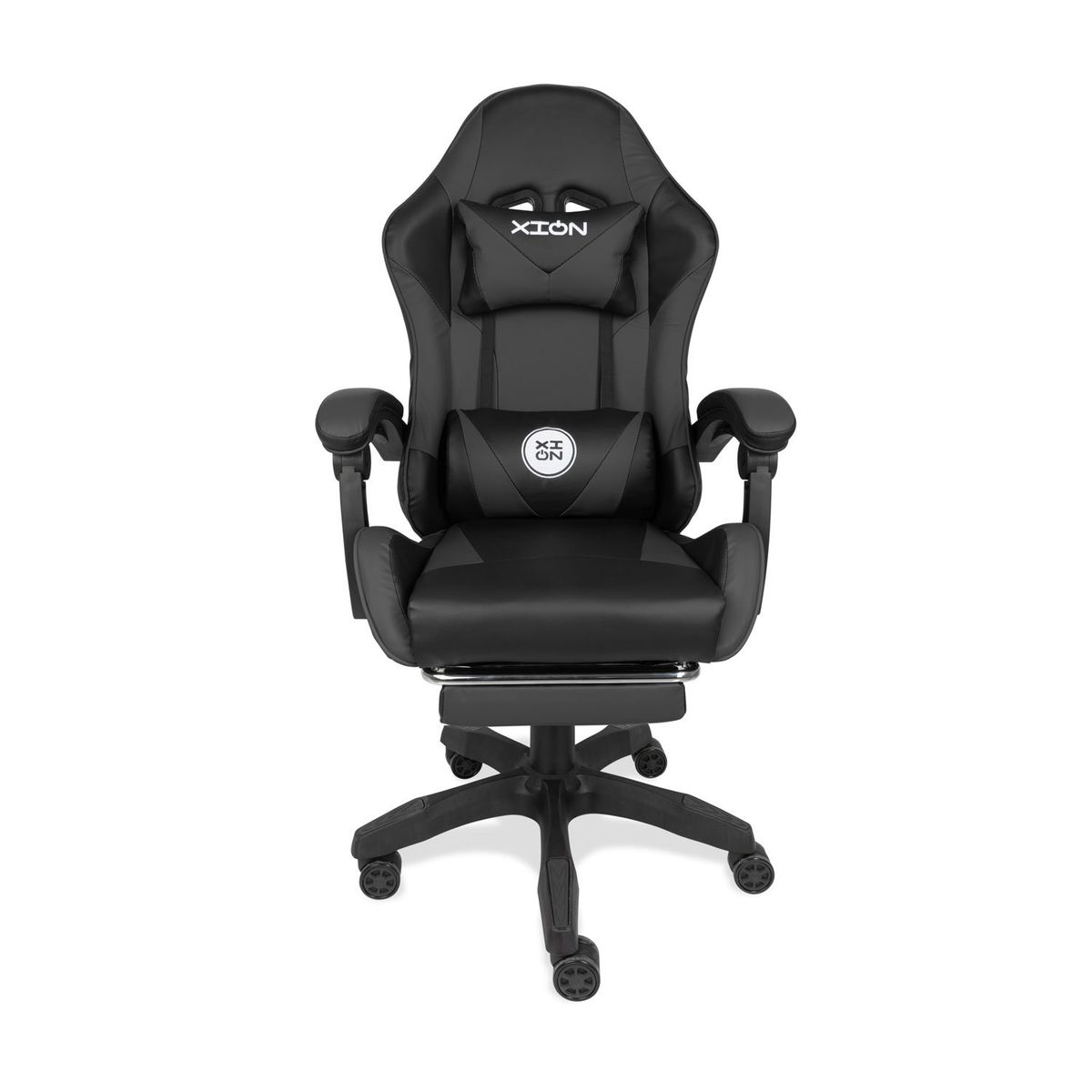 XION - SILLA GAMER ERGONÓMICA CON MASAJEADOR Y REPOSAPIÉS 135° TITAN NEGRO