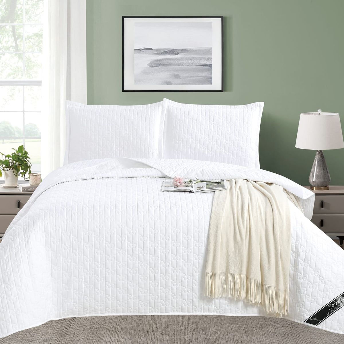 GENERICO - CUBRECAMA COLOR BLANCO 2 PLAZAS - HAIRIFON TEX