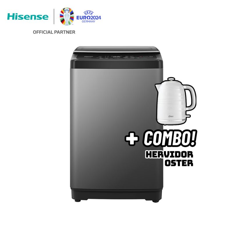 HISENSE - LAVADORA HISENSE SMART FUZZY 10KG CARGA SUPERIOR GRIS - WT3J1023UT + HERVIDOR OSTER BLANCO