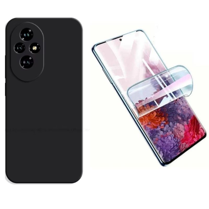 CASE - SILICONA COLOR NEGRO  HONOR 200 + HIDROGEL