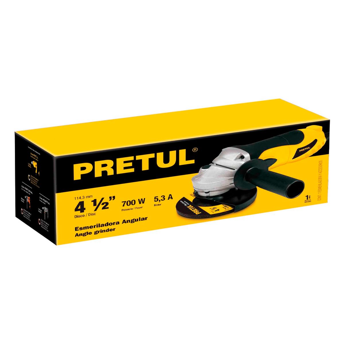 PRETUL - Esmeriladora angular 700W PRETUL 4 12 22360