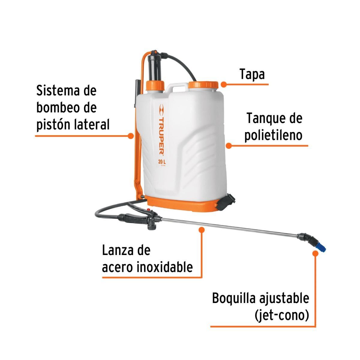 TRUPER - Fumigador Manual De Mochila 20 L FUM-20 Truper