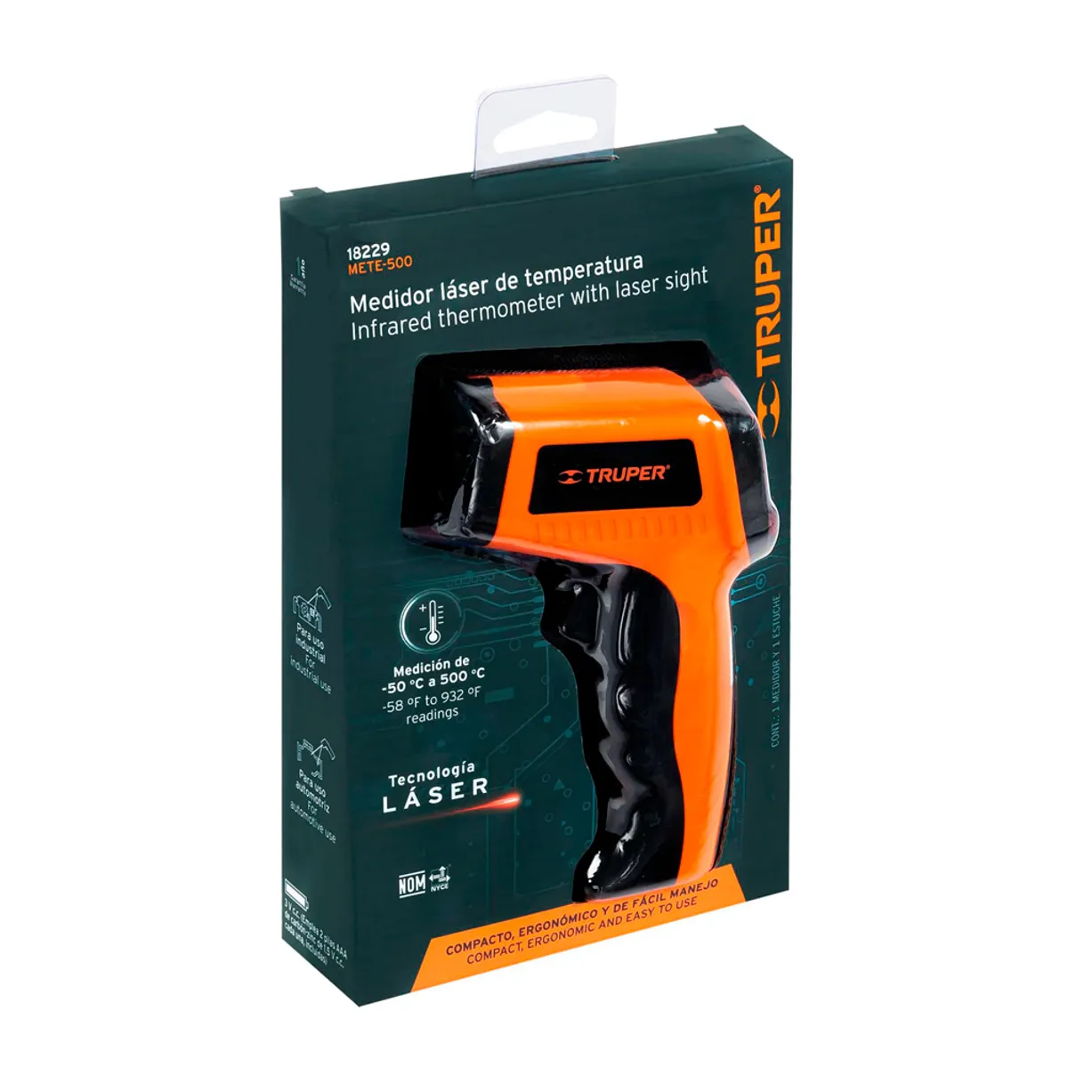 TRUPER - Termometro Laser Infrarrojo TRUPER Con Pantalla Lcd METE-500