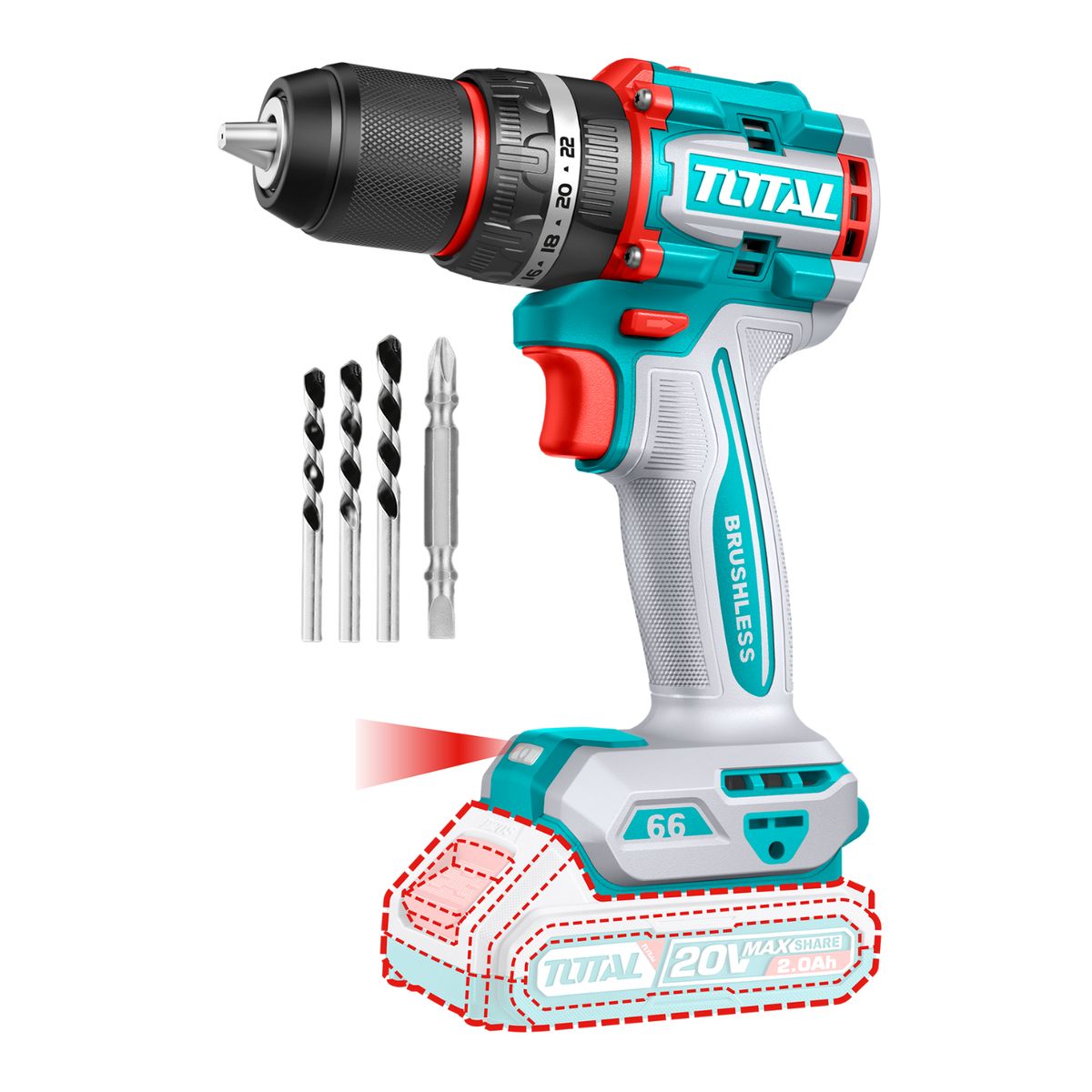 TOTAL TOOLS - Taladro percutor 66nm chuck metalico industrial Total