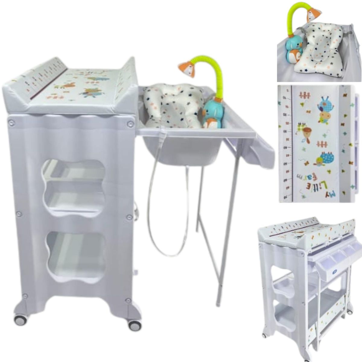 STOKKER BABY - Bañera cambiador + regadera cojín aquario BLANCO