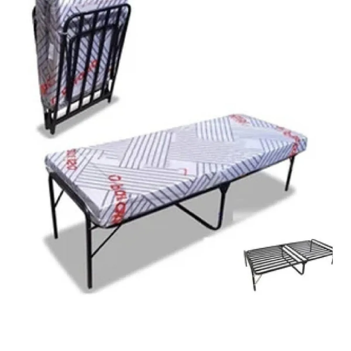 LH ELECTRONIC - Cama Plegable de 1 Plaza + Colchón de 2 Pulgadas