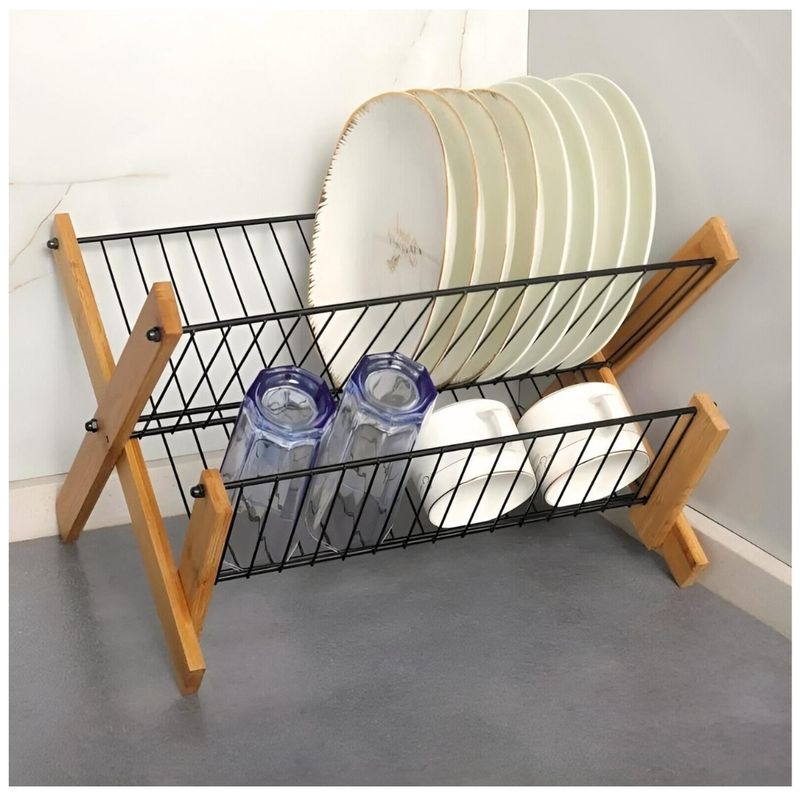 MINARI - Organizador Escurridor de Platos Vasos Plegable 10E