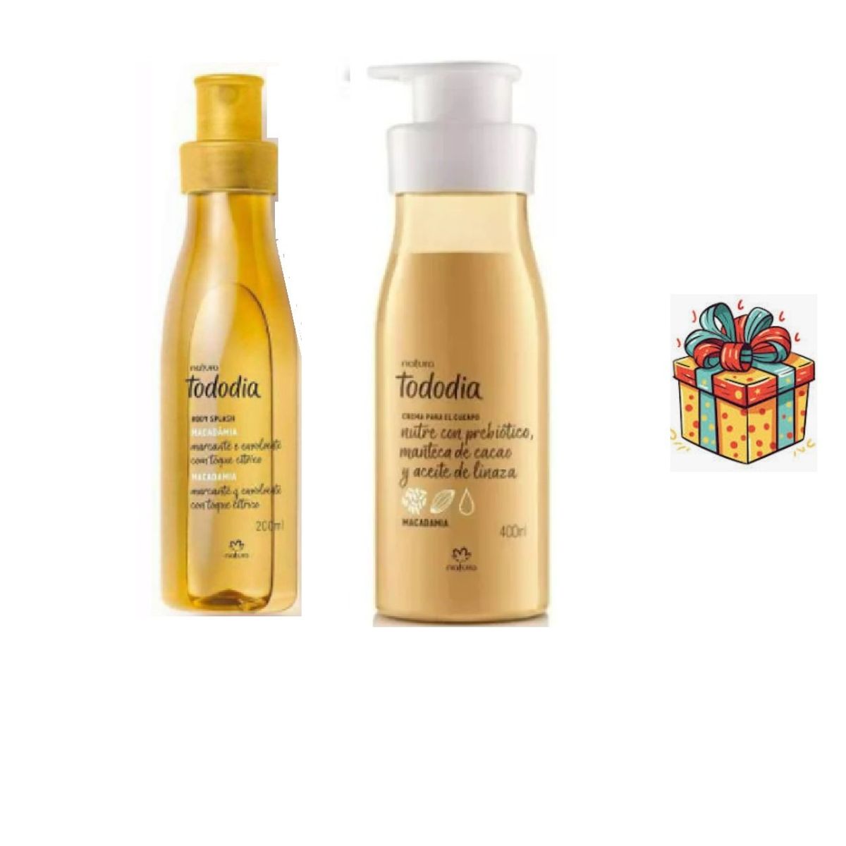 NATURA - Kit tododia macadamia body splash + crema corporal y regalo