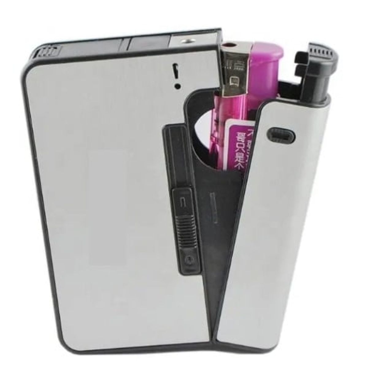 GENERICO - CIGARRERA PORTA ENCENDEDOR PORTATIL ELEGANTE