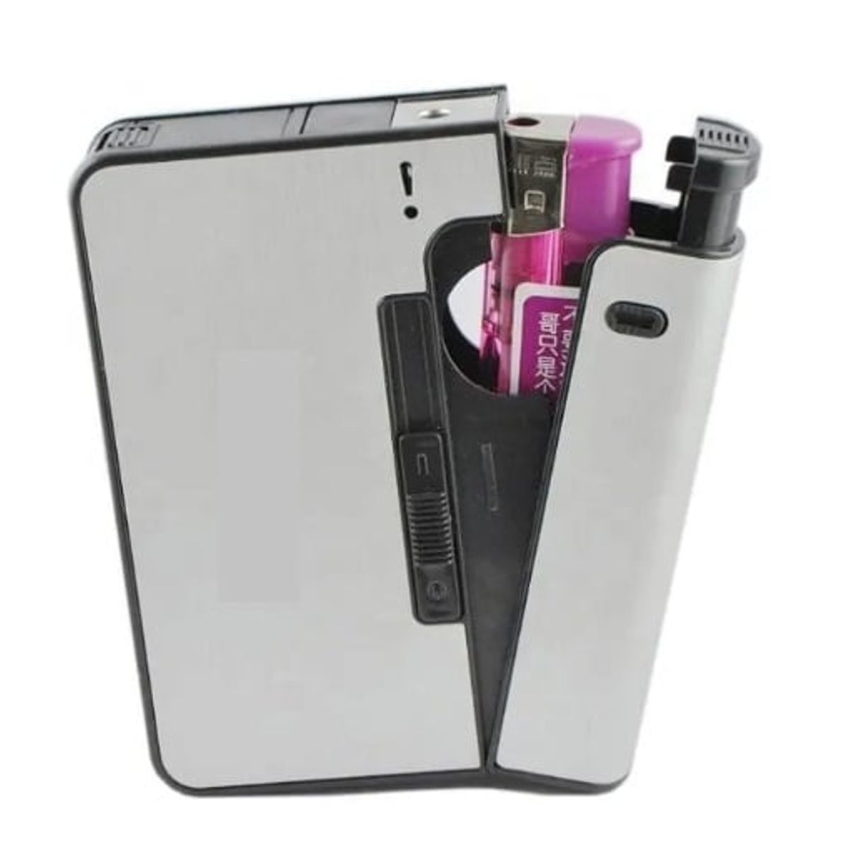 GENERICO - CIGARRERA PORTA ENCENDEDOR PORTATIL ELEGANTE