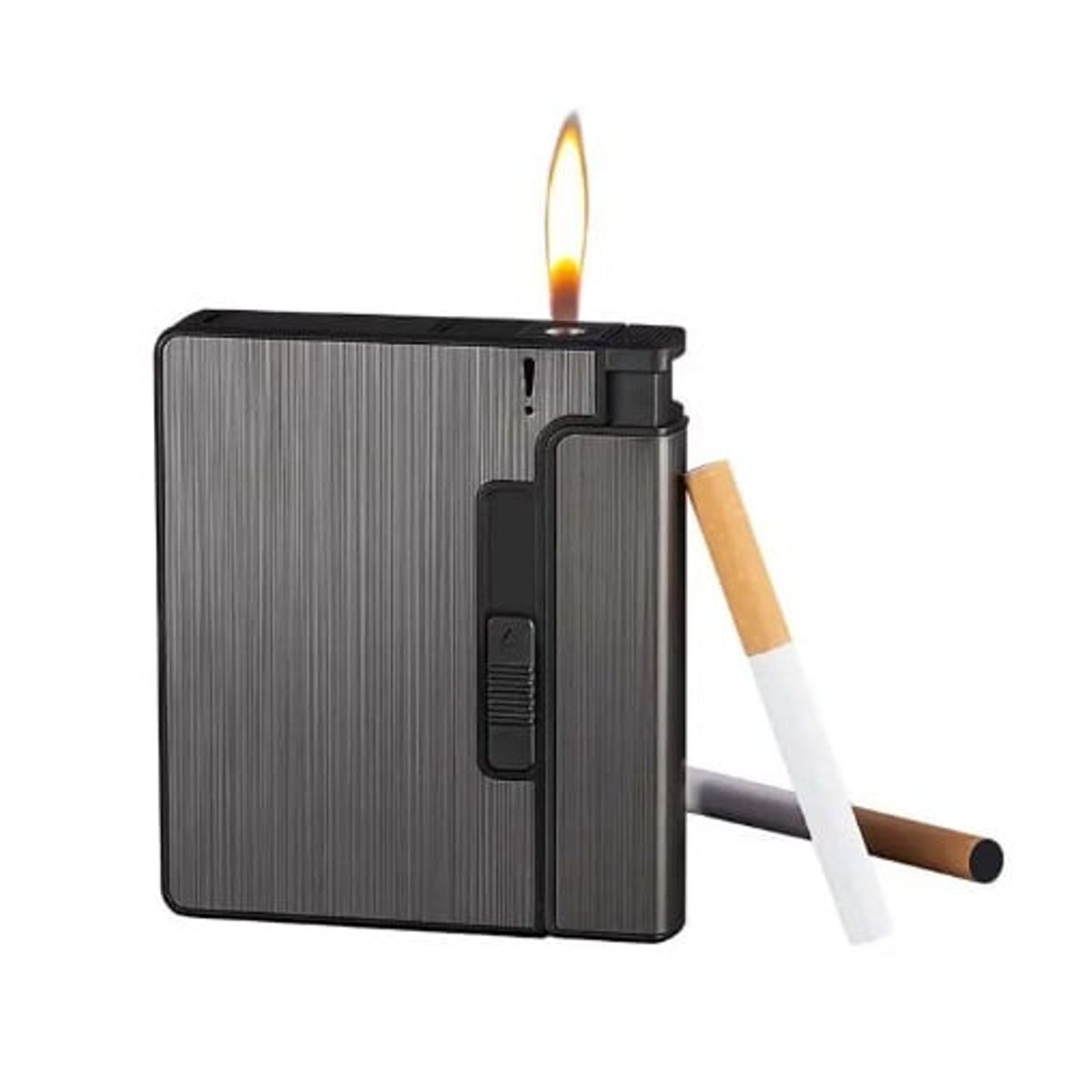 GENERICO - CIGARRERA PORTA ENCENDEDOR PORTATIL ELEGANTE