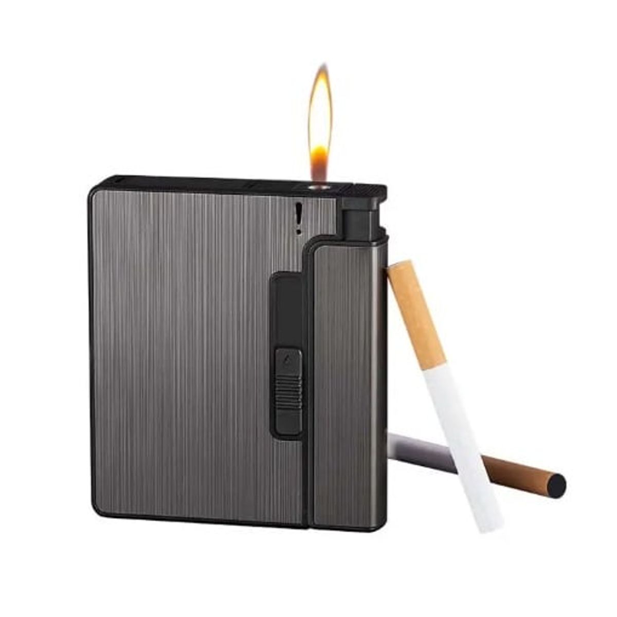 GENERICO - CIGARRERA PORTA ENCENDEDOR PORTATIL ELEGANTE