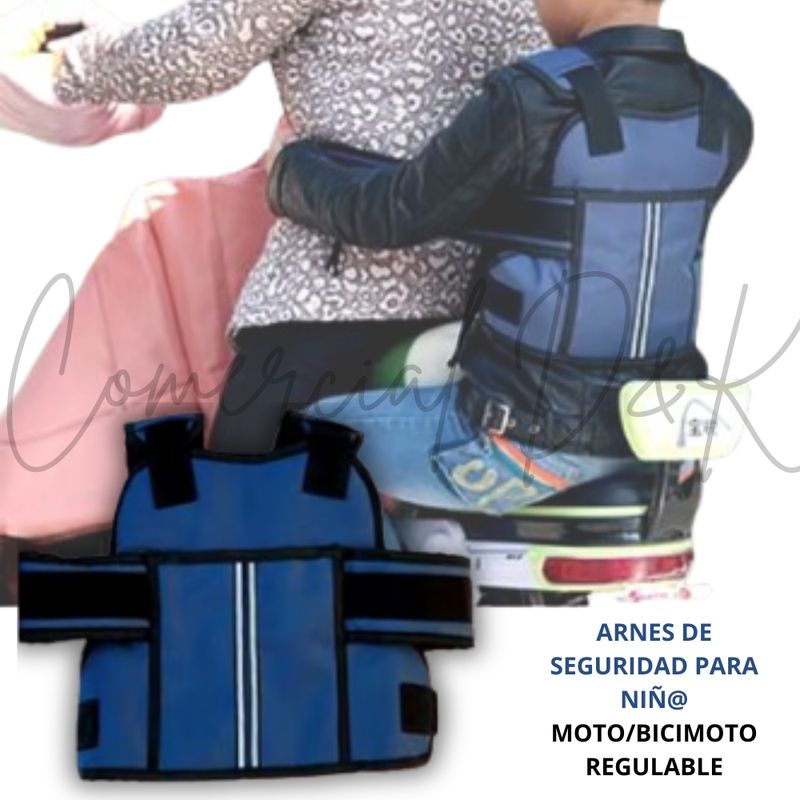 GENERICO - Arnes de SEGURIDAD AZUL para niño en moto y bicimoto