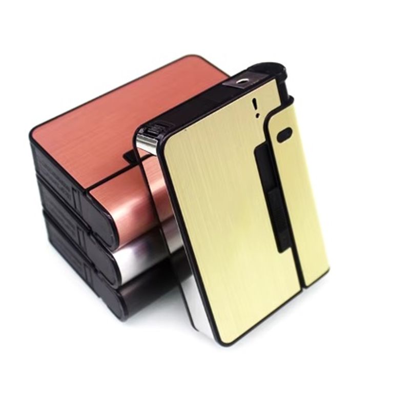 GENERICO - CIGARRERA PORTA ENCENDEDOR PORTATIL ELEGANTE