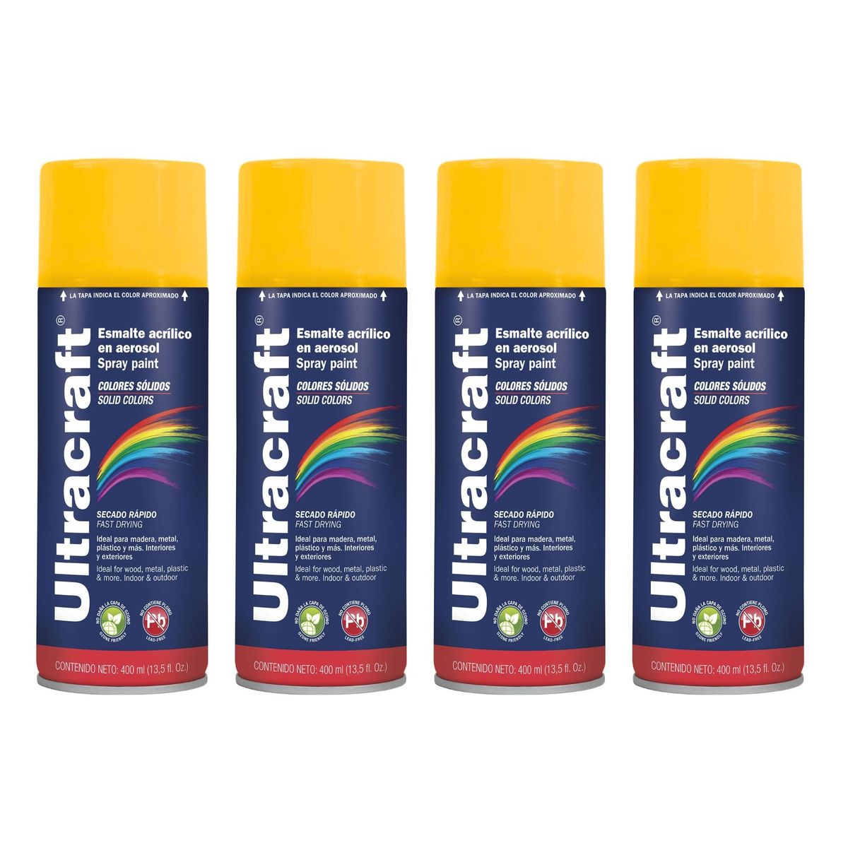 TRUPER - Pintura spray color amarillo CAT,  pack 4 unidades ULTRACRAF TRUPER