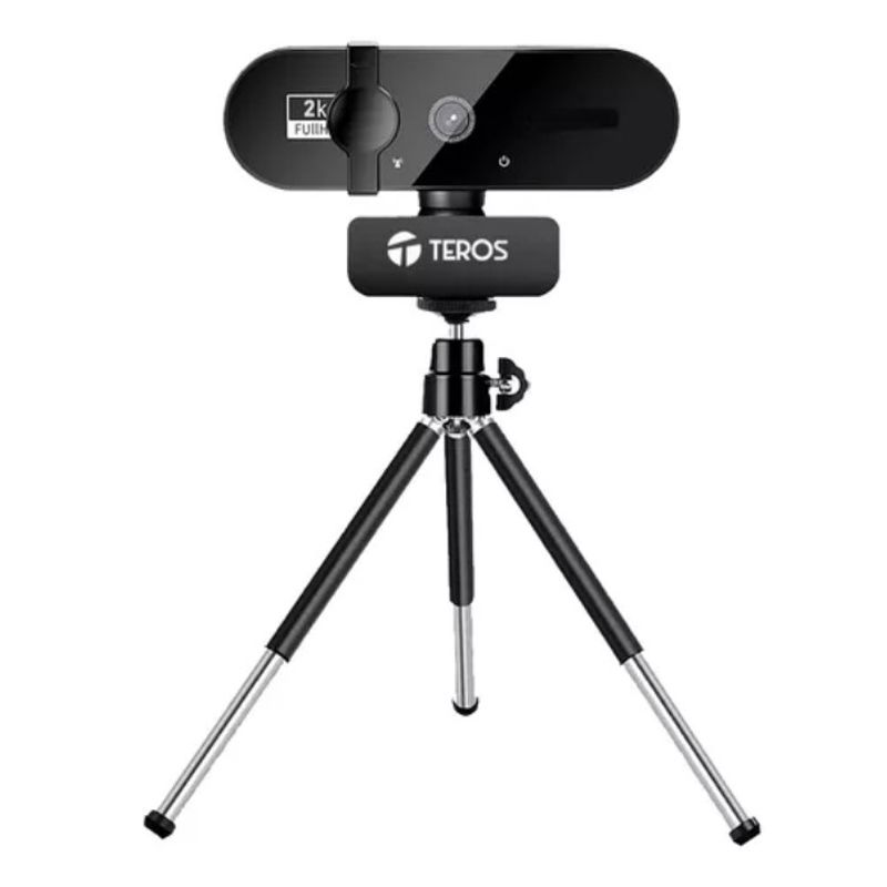 TEROS - Camara Web 2K Con Microfono - Incluye tripode - Webcam Teros