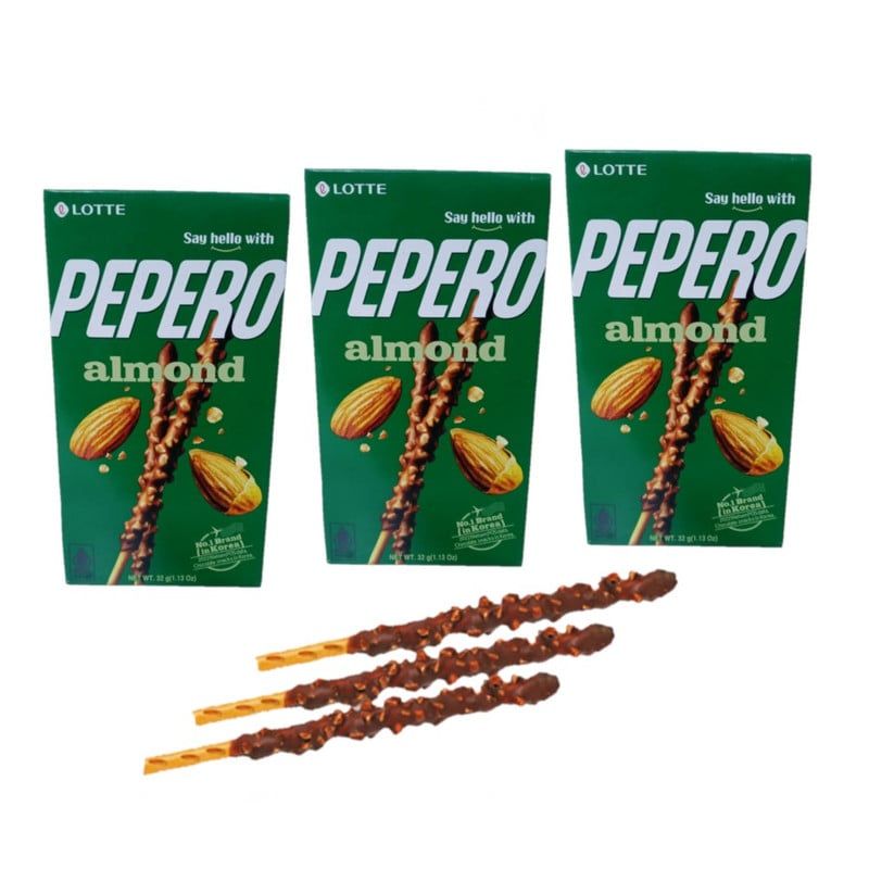 GENERICO - Pack 3u Pepero Palitos Galleta Chocolate  Almendra 32g Lotte