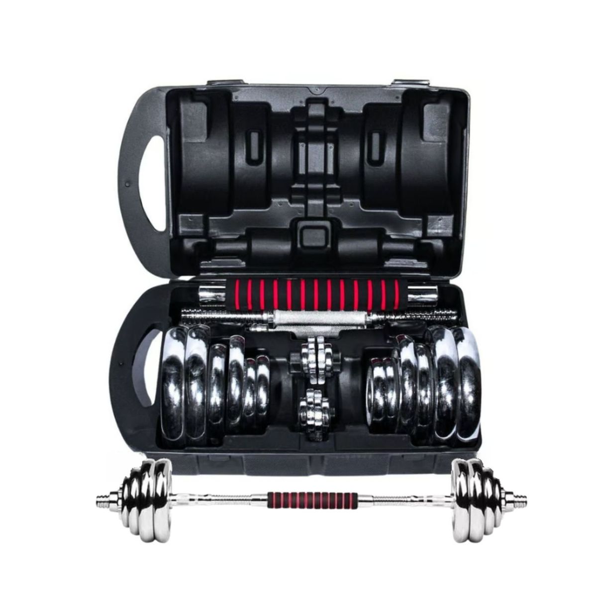 GENERICO - Juego de Mancuernas 20 kg. Cromados Ajustables Ejercicios