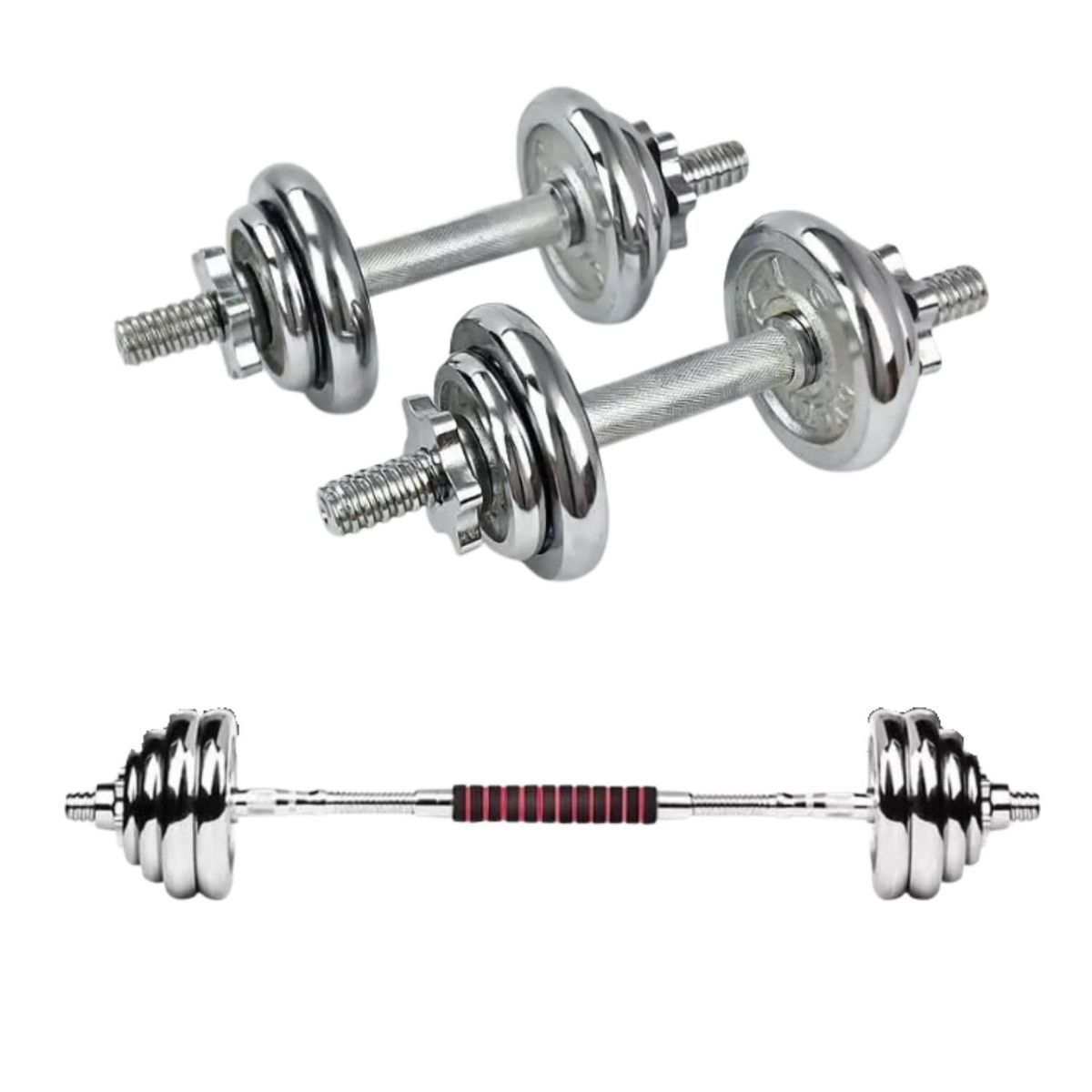 GENERICO - Juego de Mancuernas 20 kg. Cromados Ajustables Ejercicios