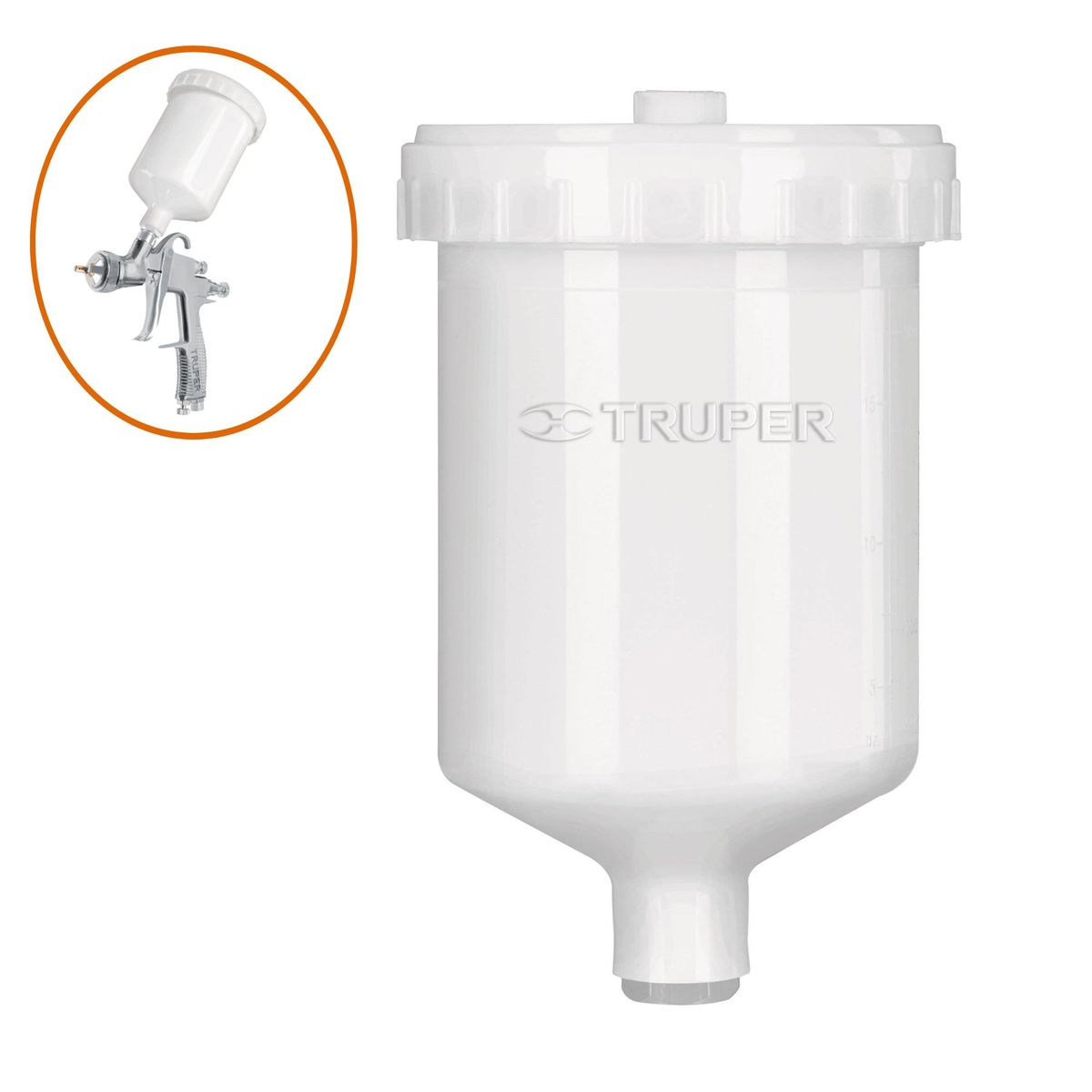 TRUPER - Vaso plástico de repuesto para pistola de aire fino acabado truper