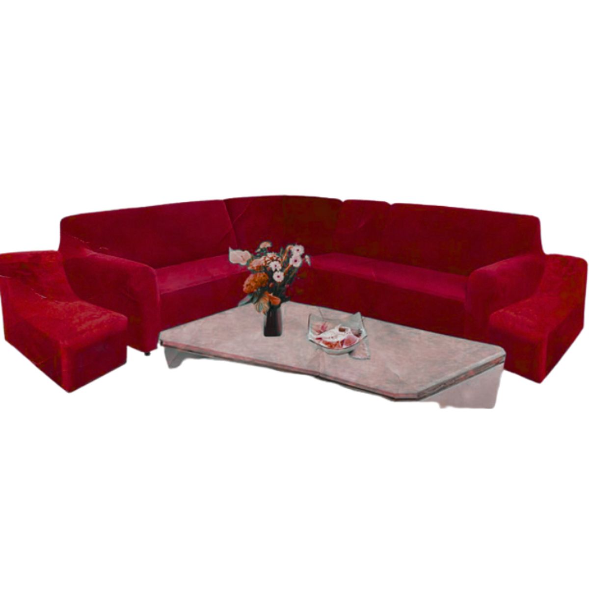 Funda Modular 6pzs Terciopelo con 6 fundas de cojines GUINDA, marca SALA FABULOSA - Foto Principal