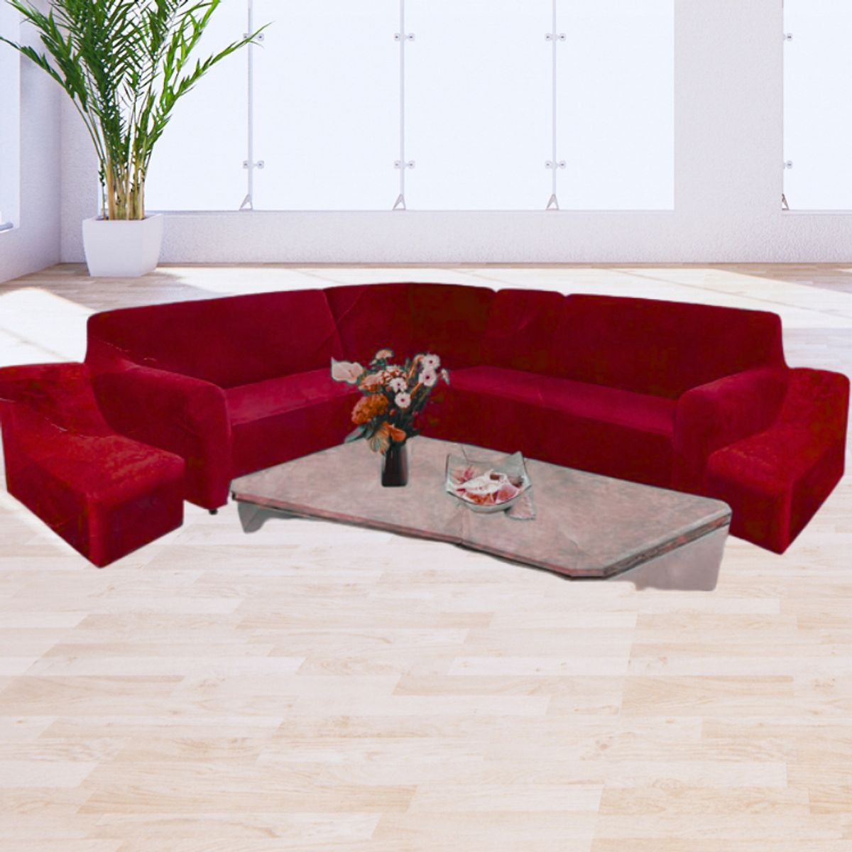Funda Modular 6pzs Terciopelo con 6 fundas de cojines GUINDA, marca SALA FABULOSA - Foto 2