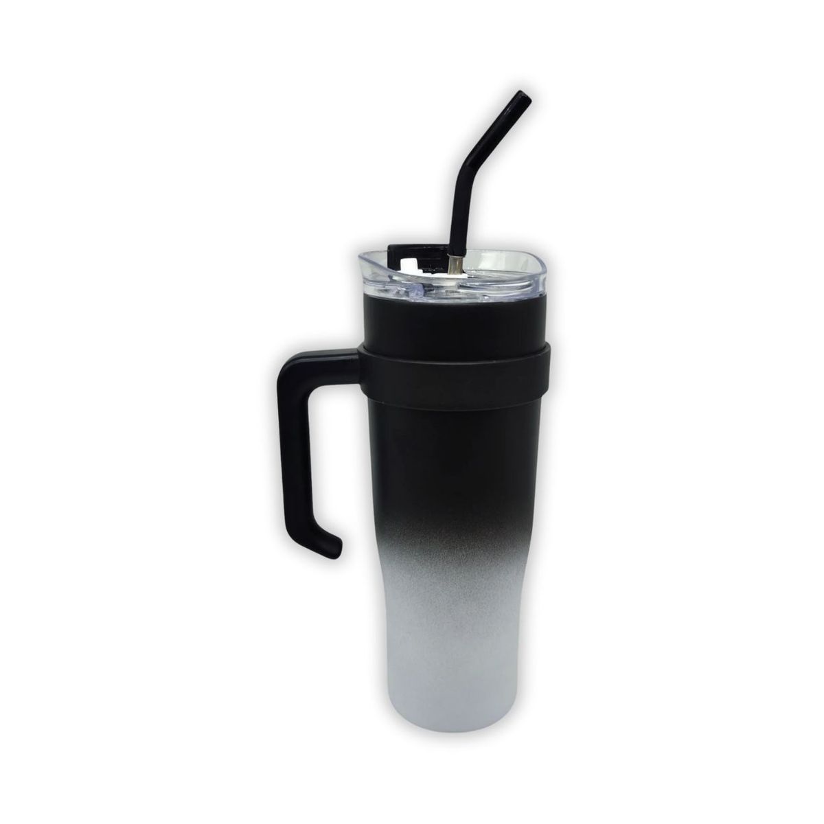 GENERICO - Vaso Térmico Tomatodo con Tapa y Cañita - Negro 1200Ml