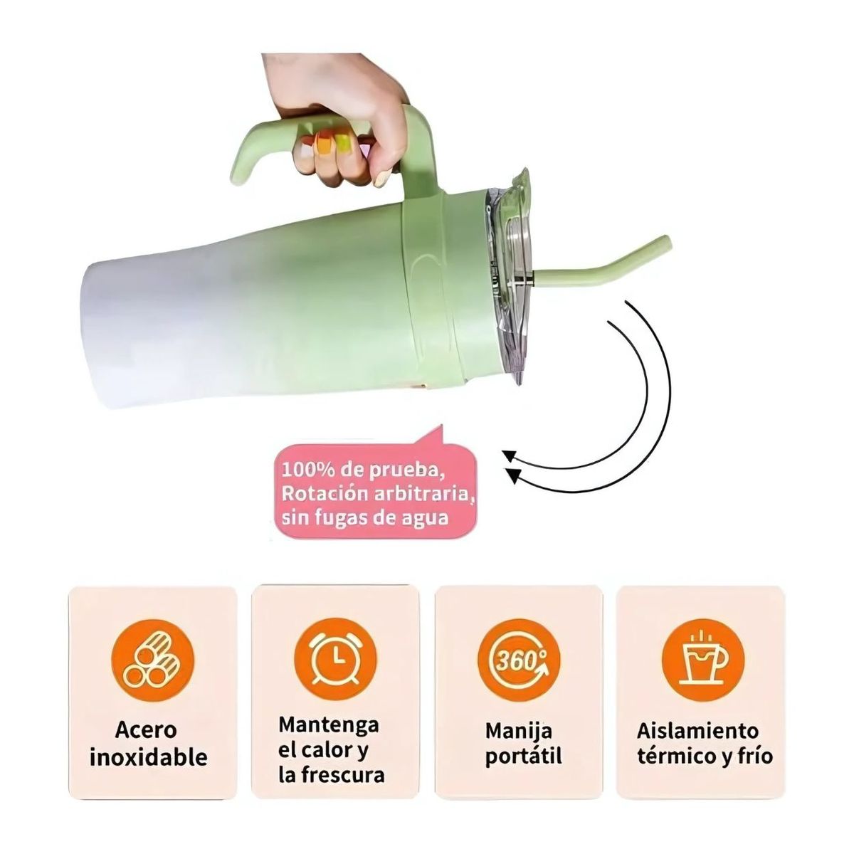 GENERICO - Vaso Térmico Tomatodo con Tapa y Cañita - Negro 1200Ml