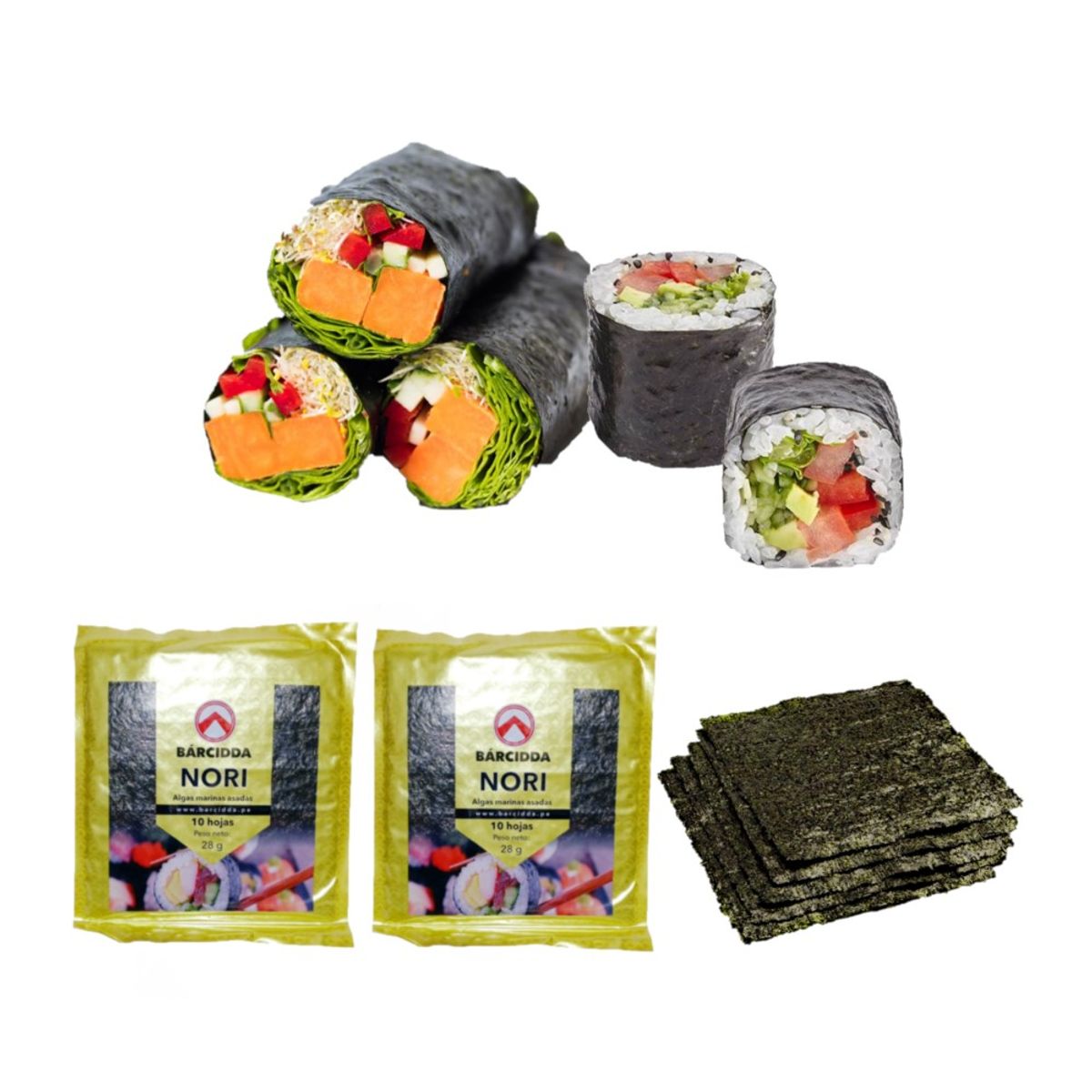 GENERICO - Pack 2u Alga Nori Marina Deshidratada 10u Barcidda