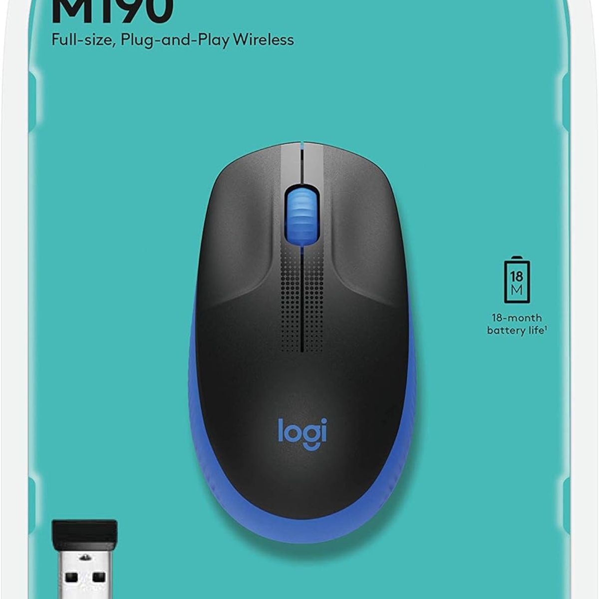 LOGITECH - MOUSE LOGITECH M190 INALÁMBRICO TAMAÑO COMPLETO AZUL