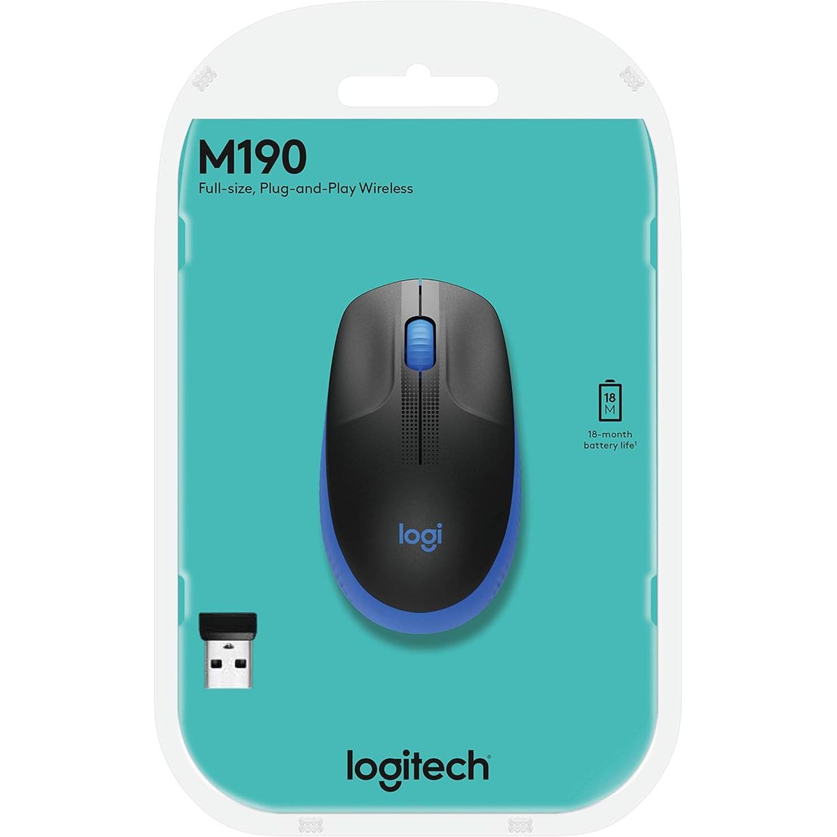 LOGITECH - MOUSE LOGITECH M190 INALÁMBRICO TAMAÑO COMPLETO AZUL