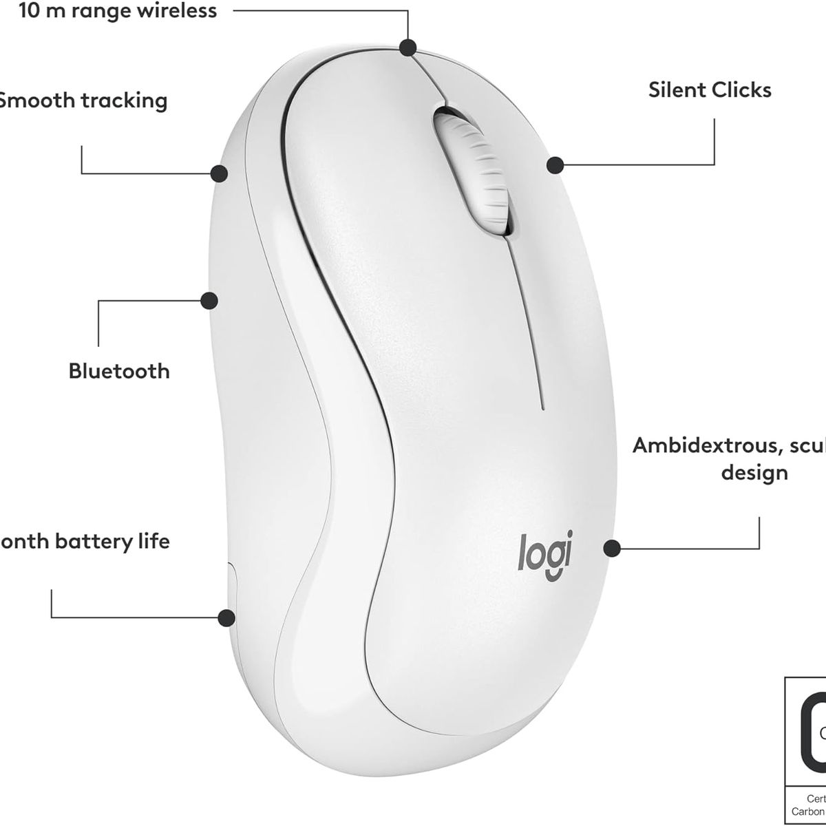 LOGITECH - MOUSE LOGITECH M240 SILENCIOSO INALÁMBRICO BT BLANCO