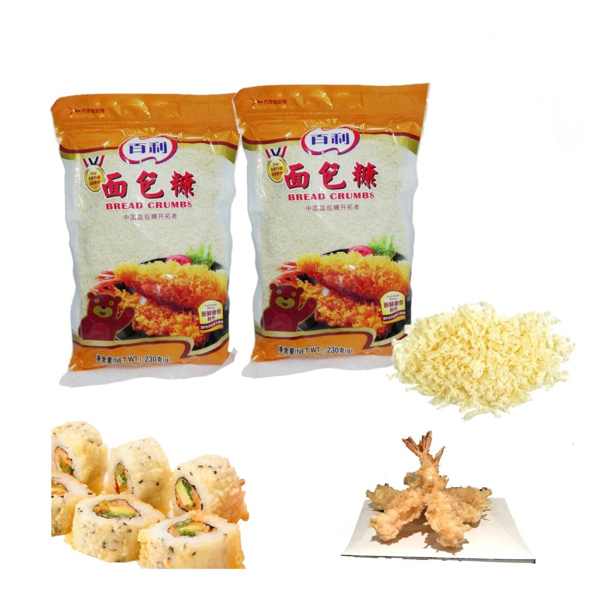 GENERICO - Pack 2u Panko Blanco Pan Rayado Tempura de 230gr Bai Li