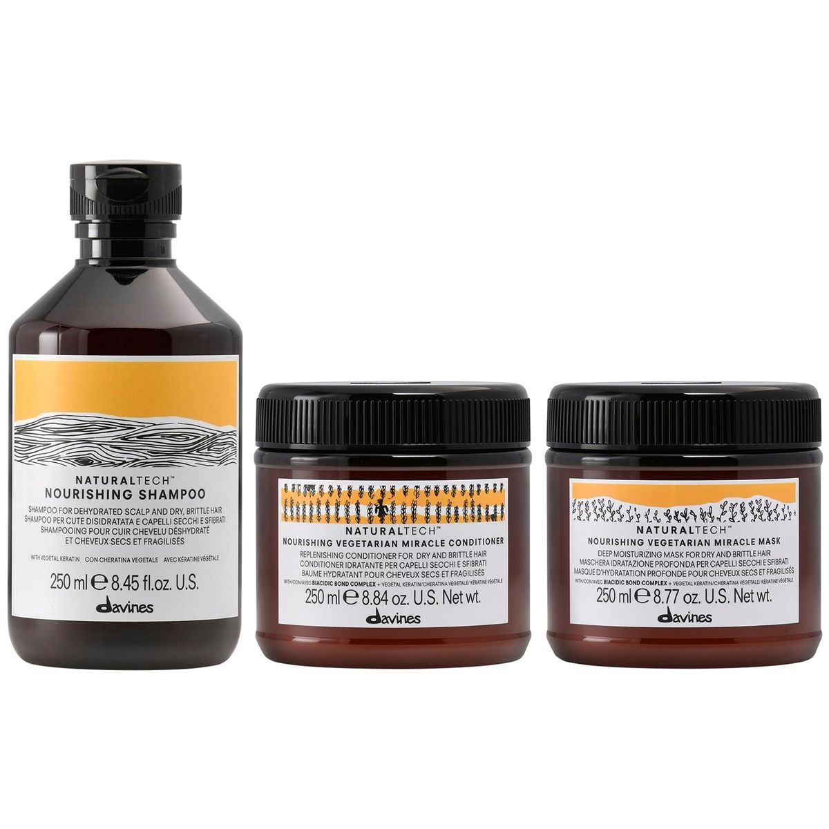 DAVINES - Shampoo Nutritivo 250ml+ Acondicionador+ Mascarilla Davines Nourishing
