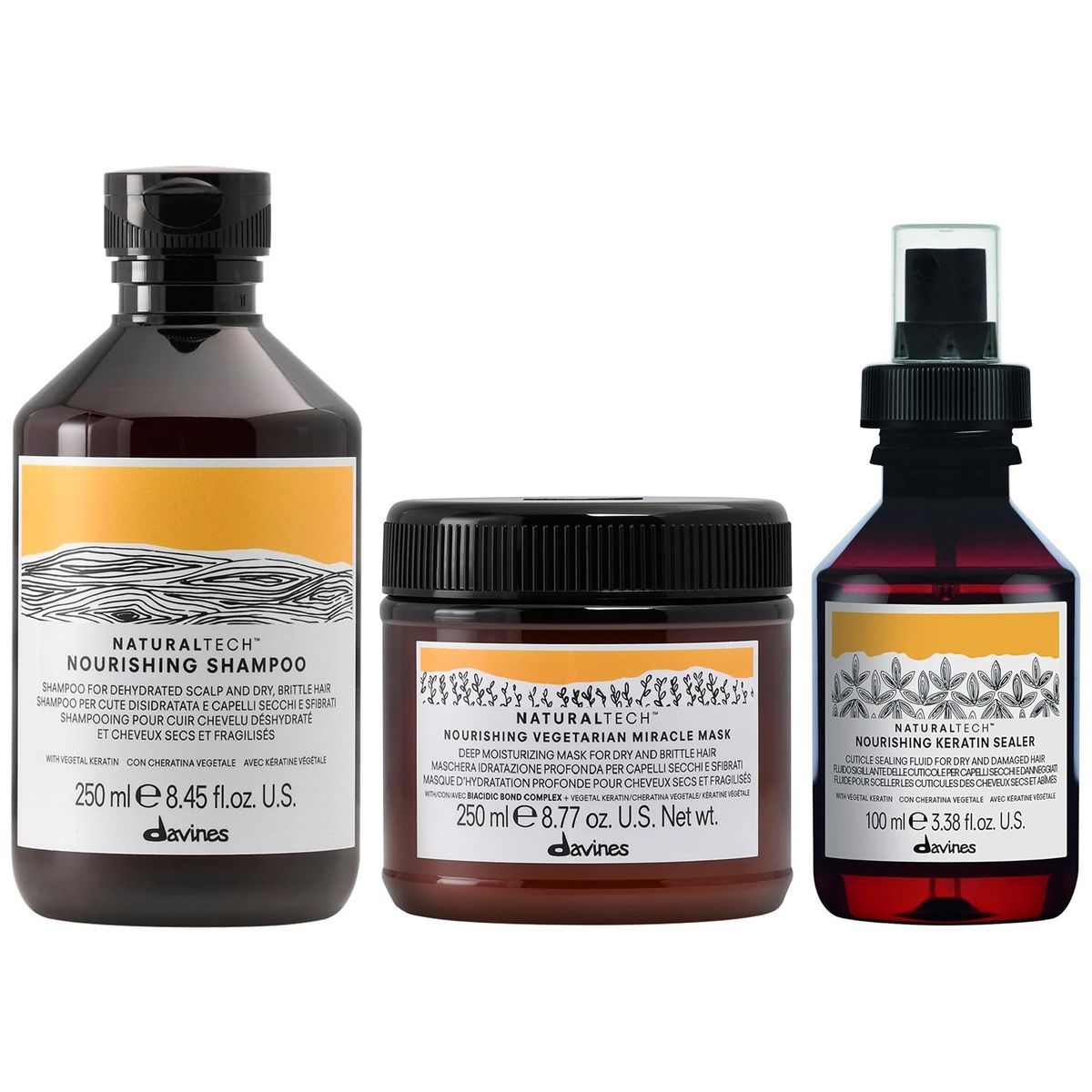 DAVINES - Shampoo Nutritivo 250ml + Mascarilla + Sealer Davines Nourishing