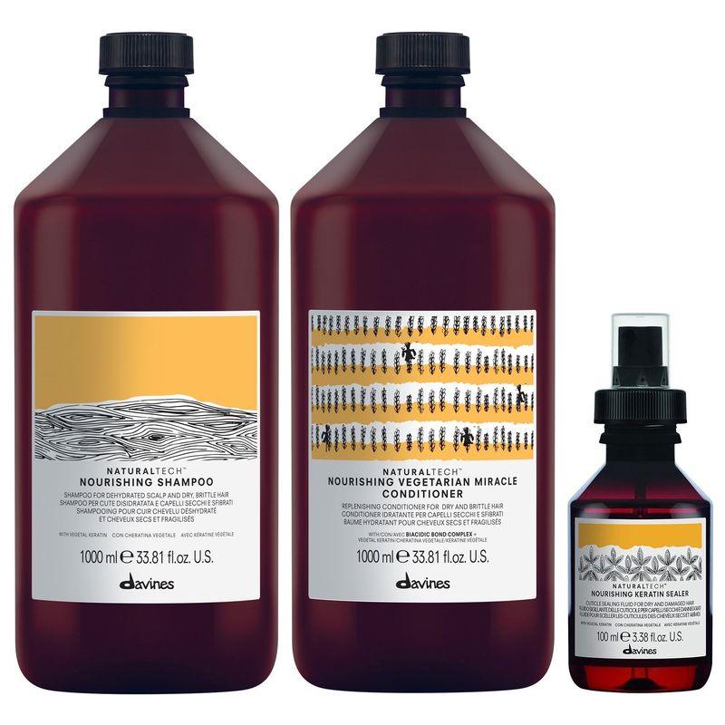 DAVINES - Shampoo Nutritivo 1000ml + Acondicionador + Sealer Davines Nourishing