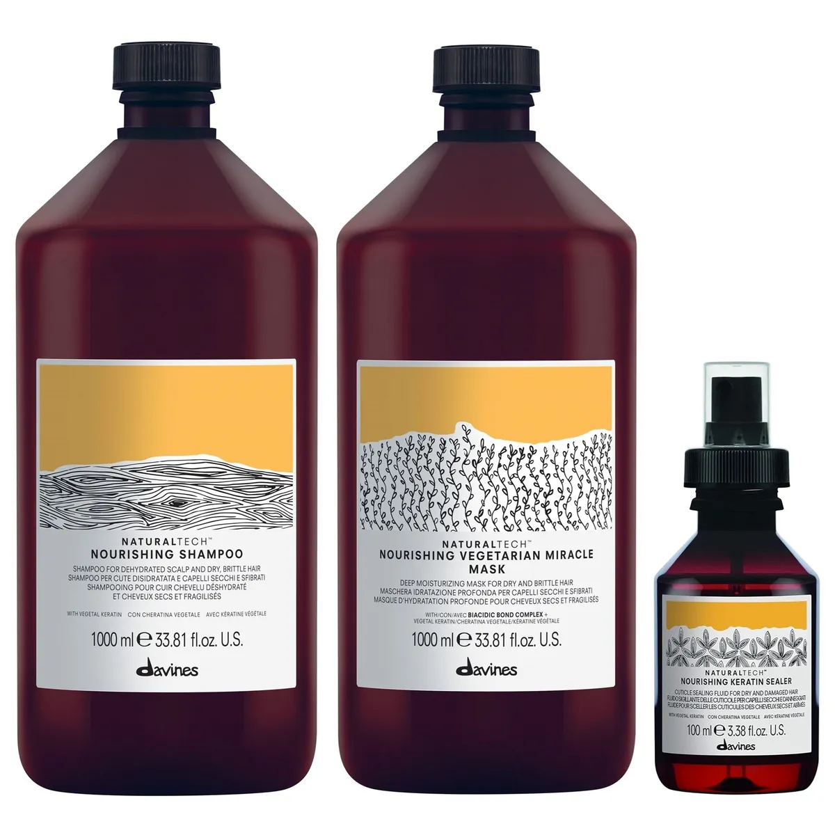 DAVINES - Shampoo Nutritivo 1000ml + Mascarilla + Sealer Davines Nourishing