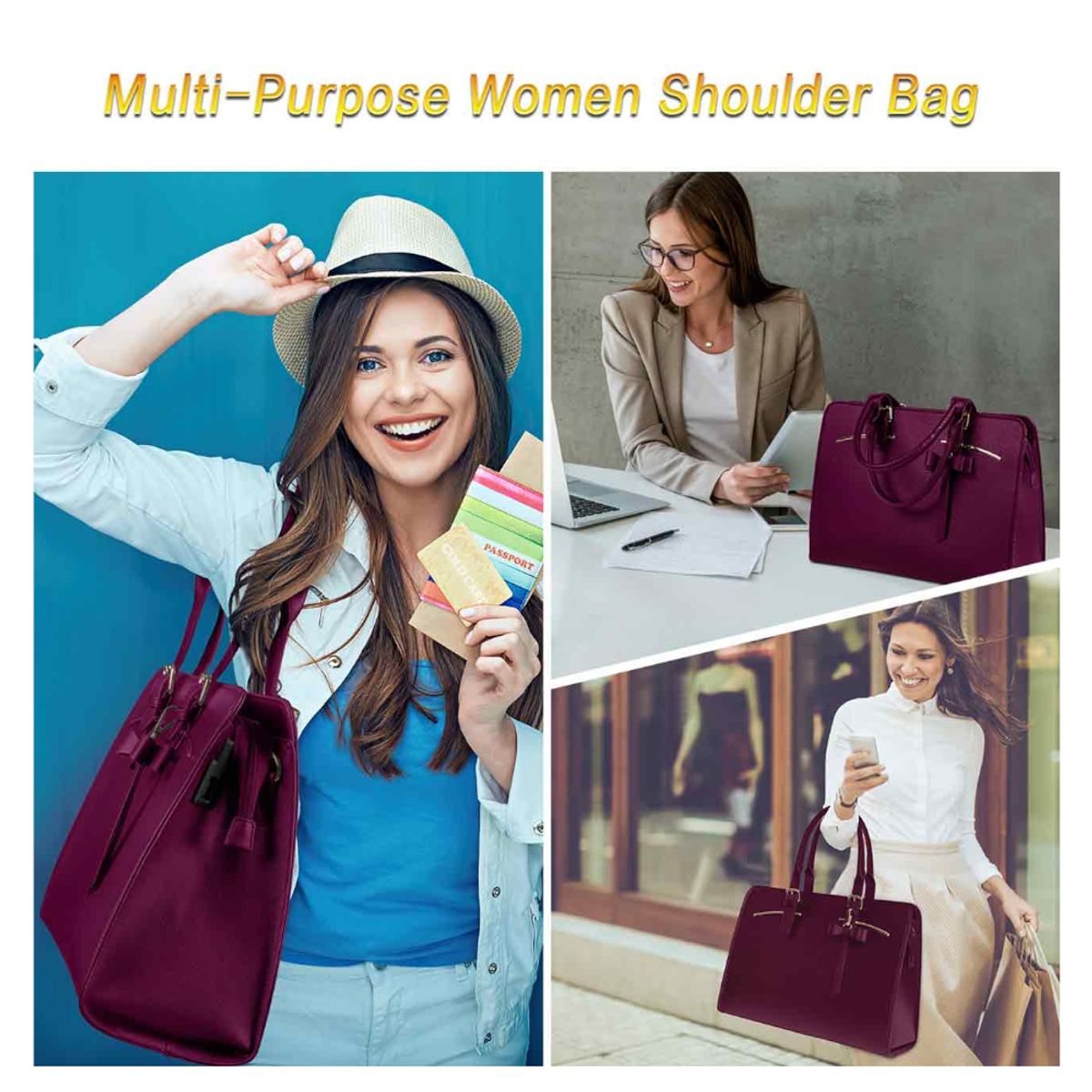 MATEIN - Maletin Bolso 2 En 1 MATEIN Portalaptop 15.6 Cuero PU Más Cartuchera