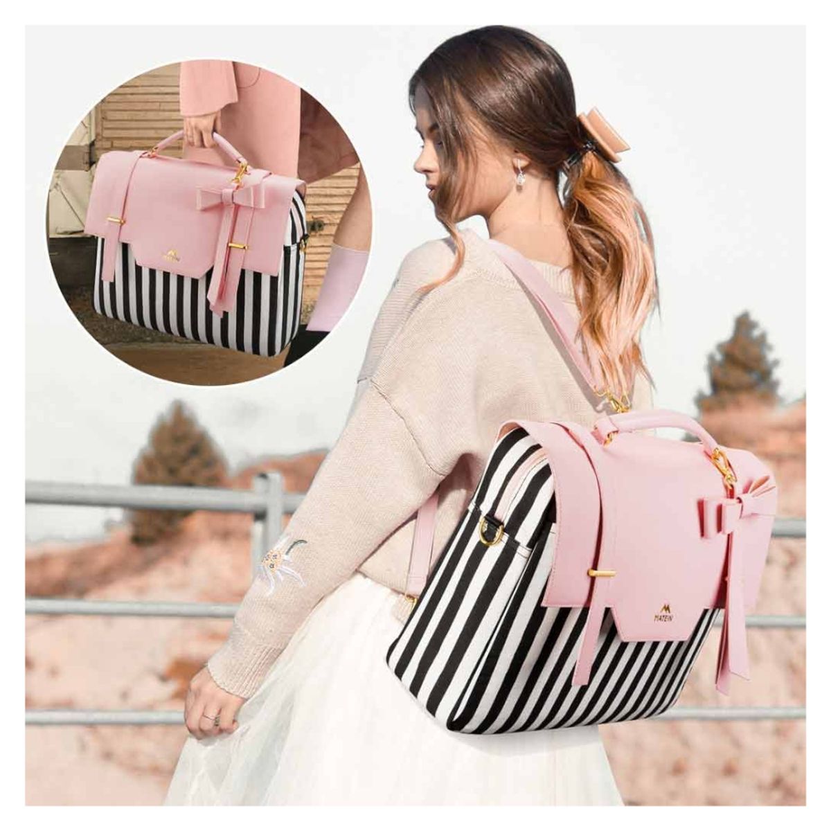 MATEIN - Maletín Mochila Bolso 3 en 1 MATEIN 1440 Mujer Portalaptop 15.6