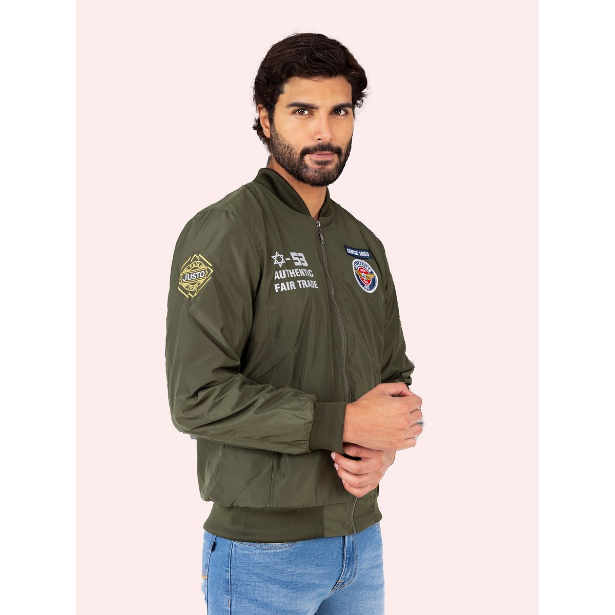 JUSTO - CASACA BOMBER JUSTO HOMBRE  BORDADO SLIM FIT